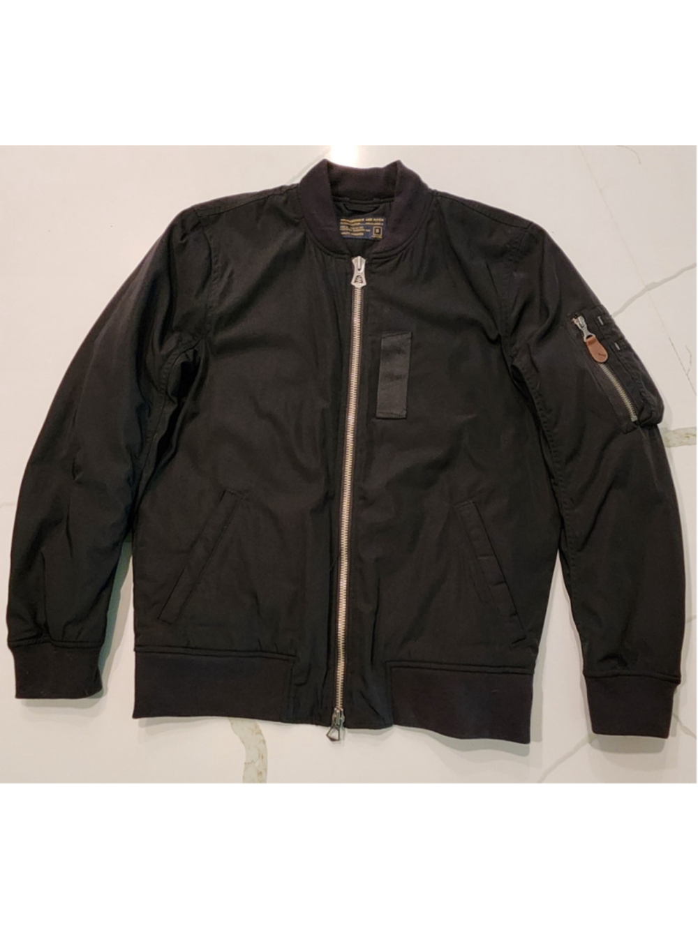 Abercrombie & Fitch Mens S MA-1 Flight Bomber Jacket Black Quilted Lined Zip